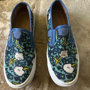 Coach Cameron blue floral slip on sneakers